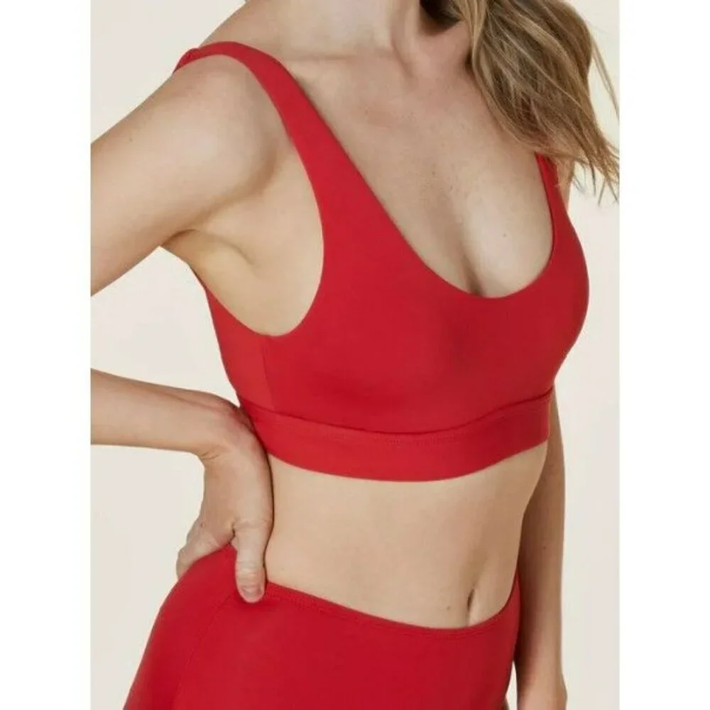 Andie Swim The Ventura‎ Red Cherry Bikini Top Swimsuit Medium